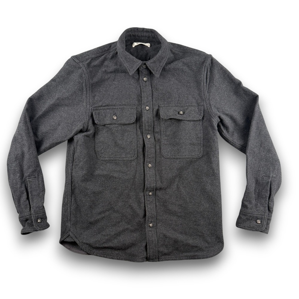 Everlane Flannel Overshirt Mens M Charcoal Gray 100% OCS Heavyweight Long Sleeve - Picture 2 of 11